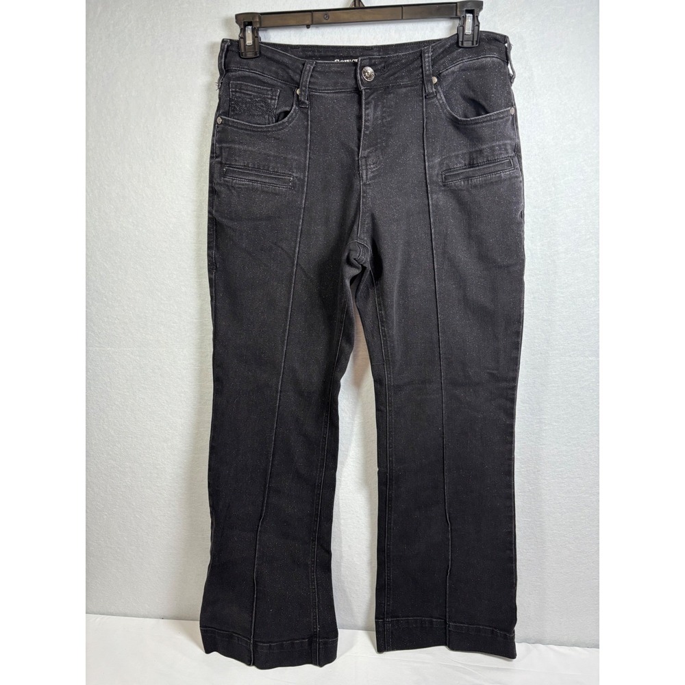 Cowgirl Tuff Co Womens Black Shimmer Trouser Jeans W31 L33 Western Seam Detail